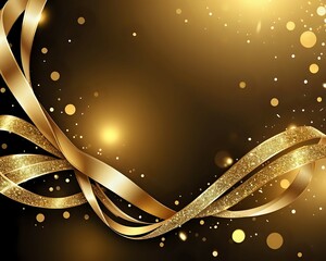 Original name(s): Gold luxury background and elegant ribbon decorations with glitter light effects elements and bokeh