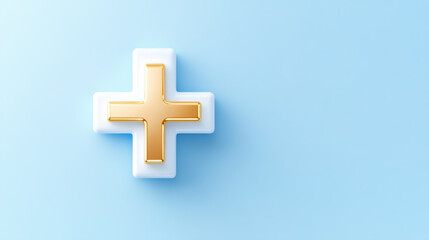 Golden Cross Symbol as a Medical Icon