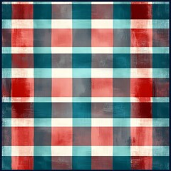Fototapeta premium Abstract Checkerboard Pattern with Red, Blue, and White Stripes
