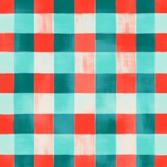 Fototapeta premium Abstract checkered pattern in teal, red, and white