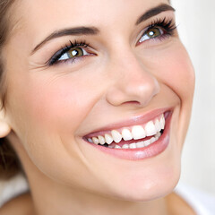 Close Up Portrait of a Woman. Dental Care, Healthy Smile.