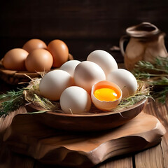 eggs on the wood table