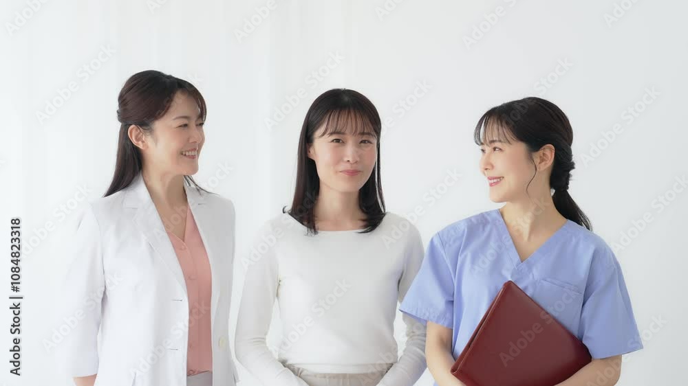 Aufkleber 看護師、女性、カウンセリング、医師、患者、医療、相談、看護、サポート、退院、診察、治療、安心、保険、メディカル、ヘルスケア、健康、病院、日本人、グループ、パートナー、支援、診療、白衣、科学、病気、婦人科、レディースクリニック、ビューティークリニック、整形、美容、BA、アドバイザー、ビューティ、クリニック、エステ、美肌、ボディケア、フェムテック、スキンケア、ナース、栄養士、セラピスト、カウンセラー、