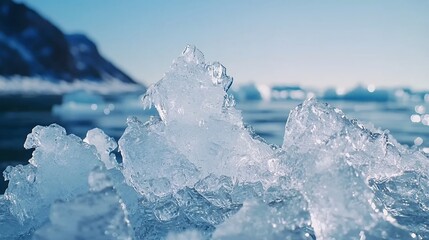 Obraz premium Cold Icy Shards, Suspended Icy Shards in Ultra HD Slow Motion with Copy Space