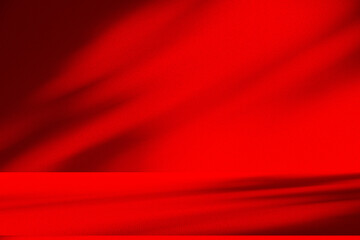 Wall interior background, studio and backdrops show products.with shadow from window color Red...