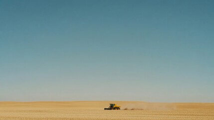 Obraz premium A lone traveler traverses the vast, sandy expanse beneath a boundless sky