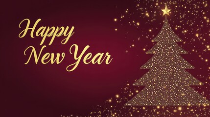 happy new year with Christmas tree