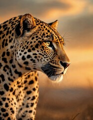 Close-up young leopard portrait