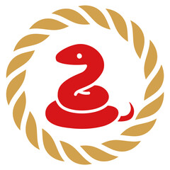 2025年巳年の年賀状素材（しめ飾りと蛇）