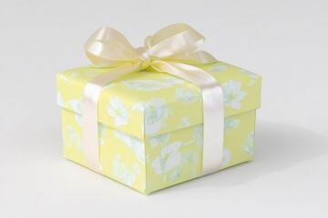 Obraz premium Yellow Gift Box with Floral Design