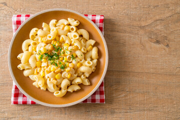 macaroni creamy corn cheese on plate