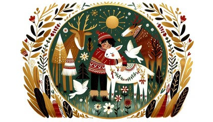 Abrazos de Navidad en el Bosque Invernal