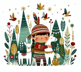 Fototapeta premium Abrazos de Navidad en el Bosque Invernal