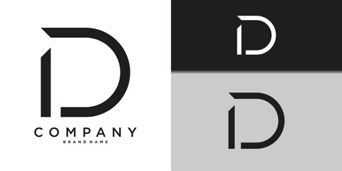 Letter D minimal logo icon design template elements. Premium Vector