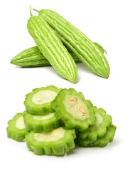 Bitter melon , Bitter gourd on white background