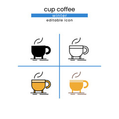 Cup Coffee winter icon set