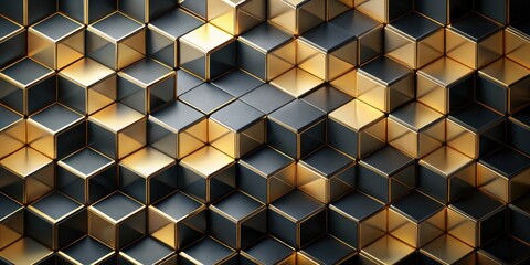 Abstract Gold and Black Cube Pattern A Luxurious Geometric Design