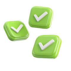 Green verify 3d icon cartoon style floating on transparency background PNG © practice 