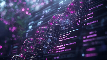 futuristic depiction of personalized medicine, showcasing glowing DNA strand intertwined with digital data and vibrant colors, symbolizing advanced technology and health innovation