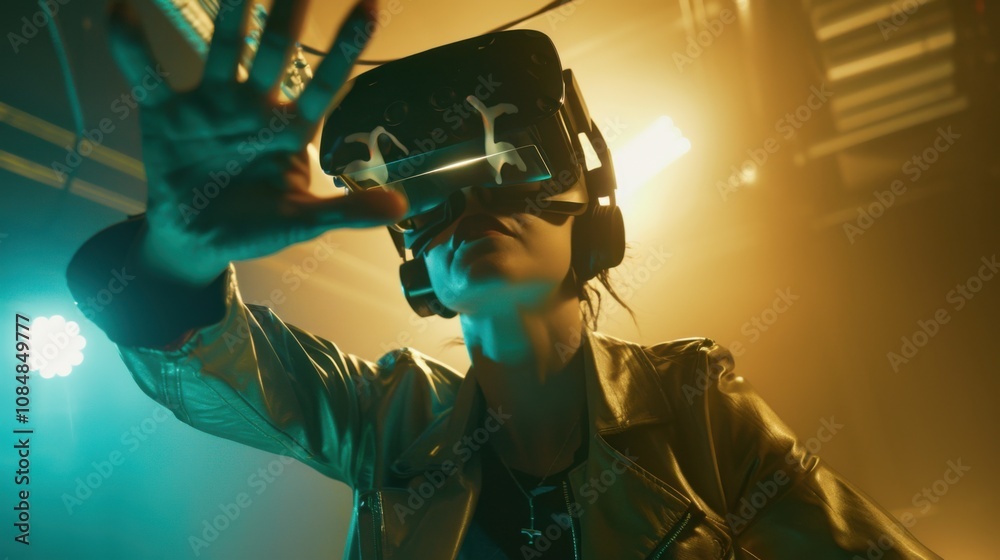 Aufkleber a person immersed in a virtual reality experience, symbolizing escapism and entertainment in modern 