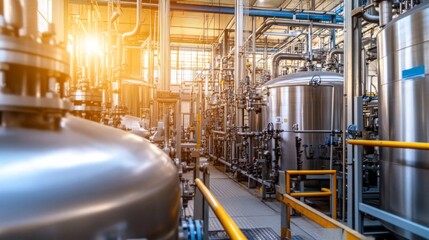 Industrial plant with towering steel structures and intricate pipework, a testament to the power of manufacturing