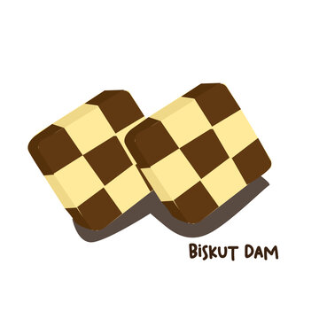 Vector illustration of famous Malaysian traditional Eid festive dessert, kuih Raya, biskut dam