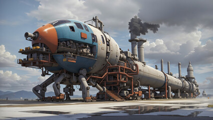 A young woman in a military-style uniform stands in a long, arched hallway.