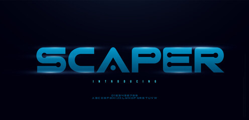 3d sport future font logo blue glow modern alphabet. technology typography bold uppercase number for logos brand. vector illustration