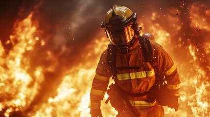 Fototapeta premium Firefighters Battling a Blaze