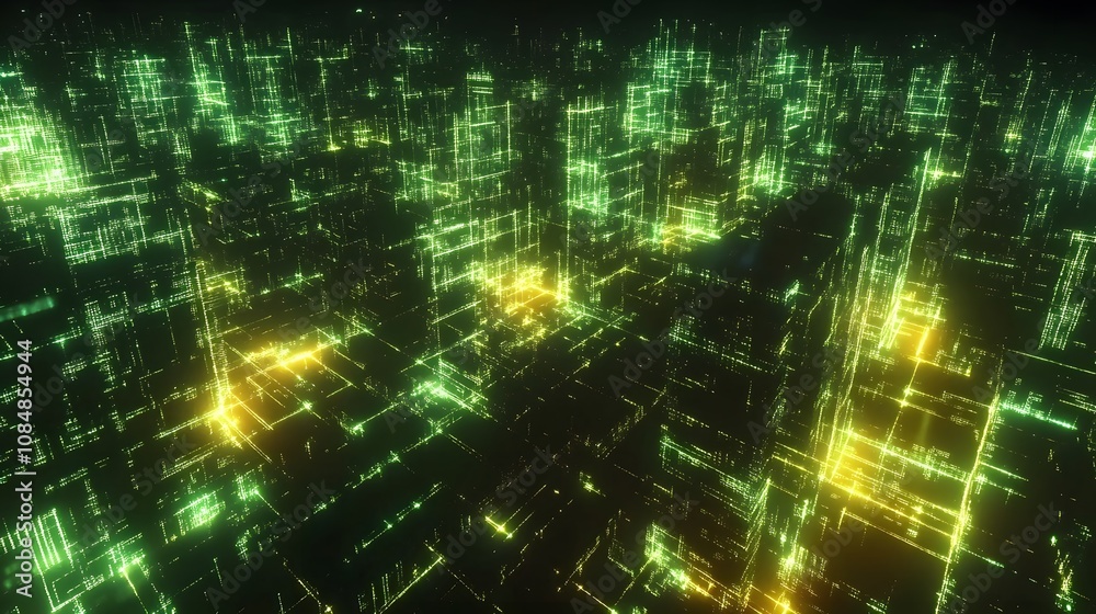 Aufkleber A virtual matrix of glowing, digital pathways forming an abstract representation of data and connectivity. 4k resolution, cinematic scene