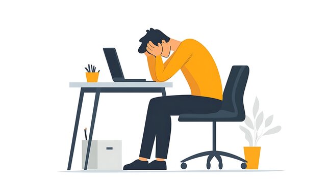 Stressed Worker at Desk