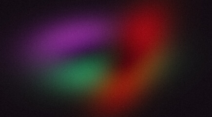 Abstract glowing color flow grainy background. Dark black red purple green orange color wave noisy shaped, vibrant and bright colors, noise texture backdrop design