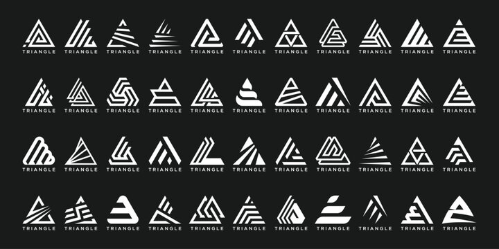 triangle logo set icon, E letter design concept, set of monogram collection vector template