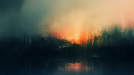 Abstract sunset painting