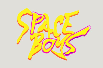space boys graffiti style slogan hand drawn graphic vector illustration