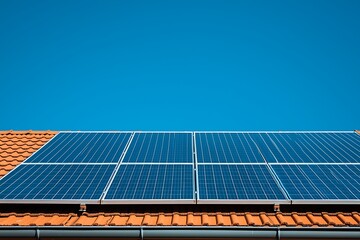 Solar panels on the gable roof of a beautiful modern home.