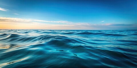Obraz premium Serene Ocean Waves at Sunset A Captivating View of the Deep Blue Sea