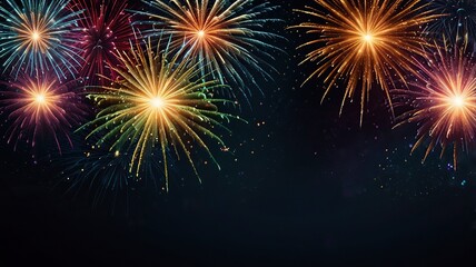 Happy New Year made of sparkles firework at night