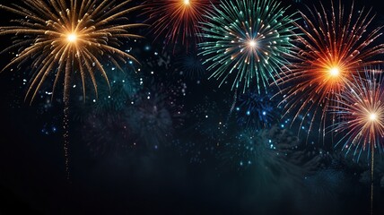 Happy New Year made of sparkles firework at night