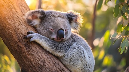 Fototapeta premium 23. A koala resting in a tree, the bright light washing out the details, leaving only the shadow of its form visible