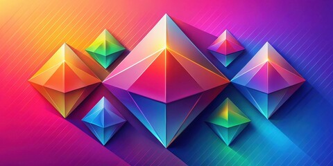 Fototapeta premium Abstract Colorful Geometric Shapes with Vivid Hues and Gradient Effects