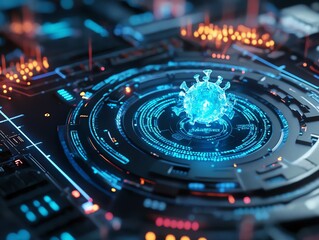 Futuristic digital virus technology concept.