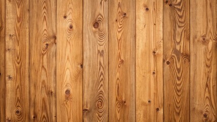 Fototapeta premium High-resolution image of natural light brown wood planks arranged vertically, showcasing the intricate grain and knot patterns of the timber