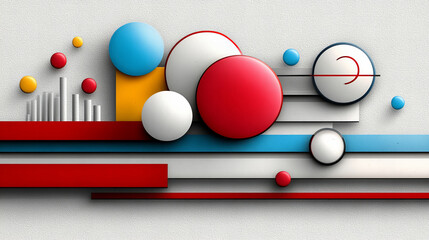 dynamic composition of geometric shapes and lines in vibrant colors