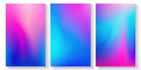 Naklejka premium Vibrant Gradient Backgrounds A Collection of Three Abstract Designs Featuring Smooth Color Transitions