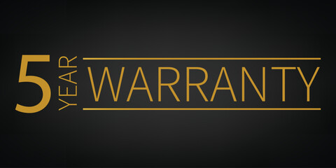 5 year warranty logo with golden banner