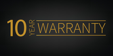 Obraz premium 10 year warranty logo with golden banner