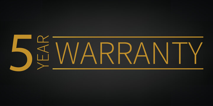 5 year warranty logo with golden banner