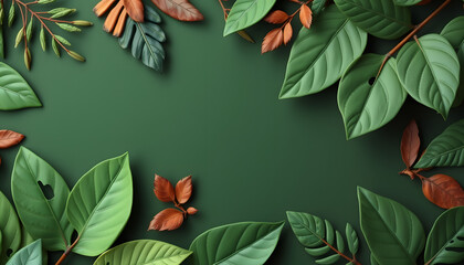 Fototapeta premium Creative nature leaves background, tropical leaf banner or floral jungle pattern concept, craft clay