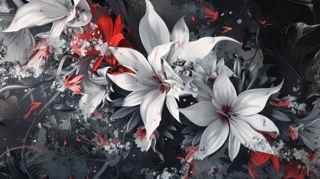 A flurry of jagged lines and sharp angles come together to form a garden of abstract flowers with a touch of edgy elegance.